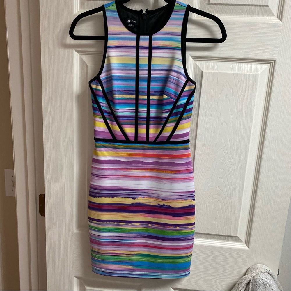 Multicolored Bebe Dress - so flattering and unique!!
